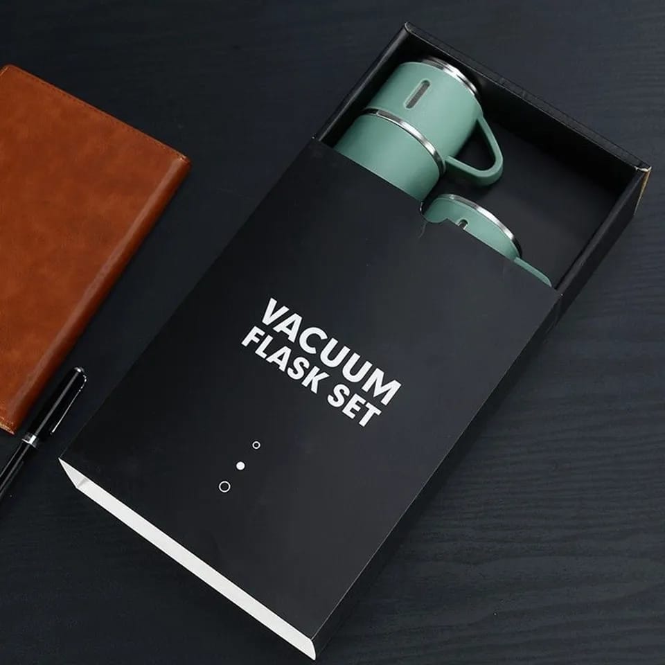 STAINLESS STEEL VACUUM FLASK SET, 500ML WITH 2CUPS